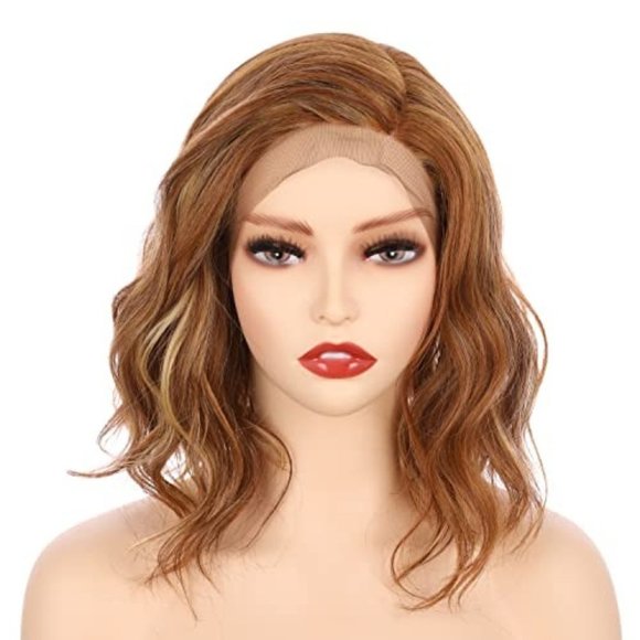 Short Bob Wavy Side Part Lace Front Wig